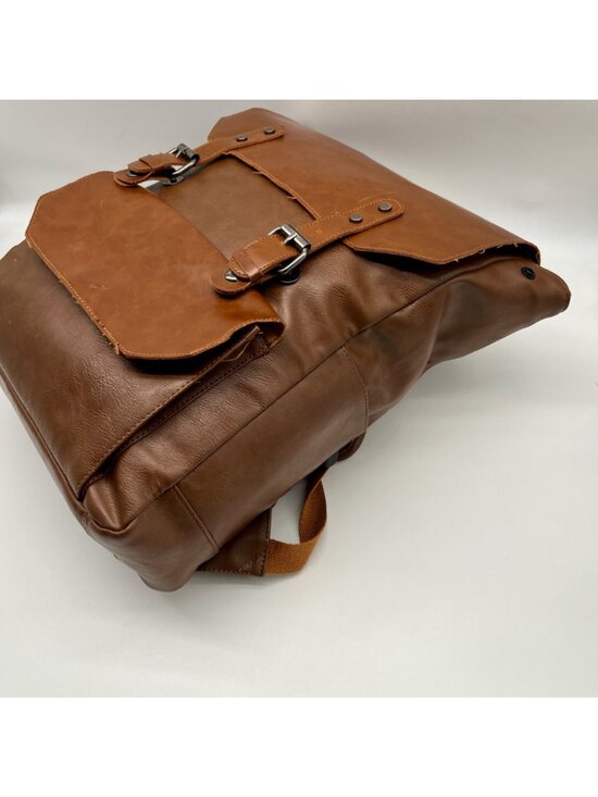 Ozebella Brown Leather Messenger Laptop Backpack